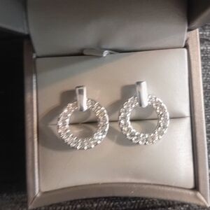 Sparkling Silver Toned Faux Crystal Earrings